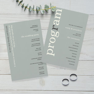 PAPER   Simple Sage Ivory Text Wedding Program
