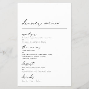 PAPER Simple Script Occasion Dinner Menu
