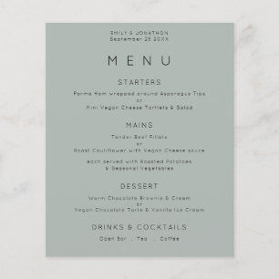 PAPER Simple Silvery Sage Green Wedding Menu