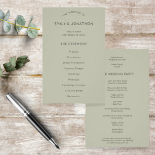 PAPER   Simple Soft Sage Green Wedding Program