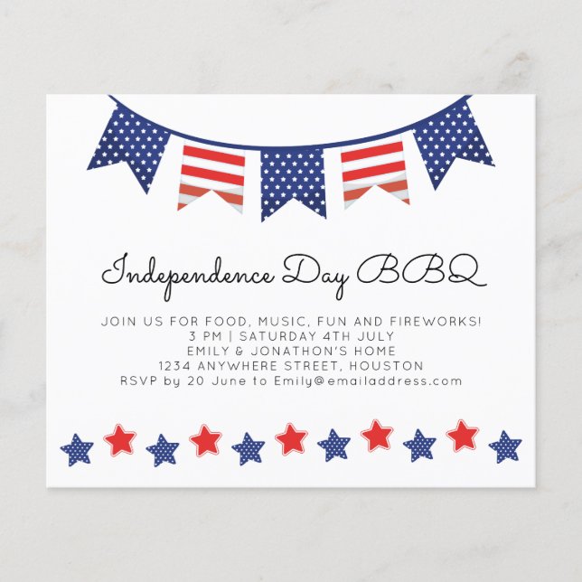 PAPER | Simple Stars Bunting 4th July BBQ Invite (Front)