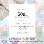 PAPER Simple Text Any Colour 50th Birthday Invite<br><div class="desc">PAPER Simple Text Any Colour 50th Birthday Invitation. A fully customisable,  value for money PAPER,  not card,  smaller 4.5 x 5.6 inch alternative supplied WITHOUT envelopes (A6 are the closest size to fit).</div>
