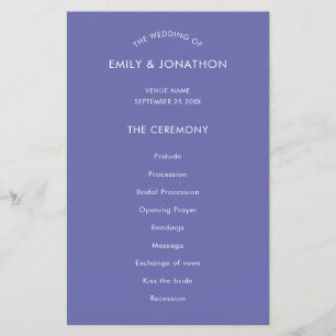 PAPER   Simple Text Blue Wedding Program