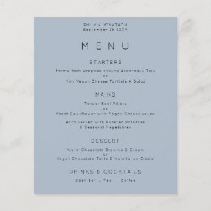 PAPER Simple Text Dusty Blue Wedding Menu
