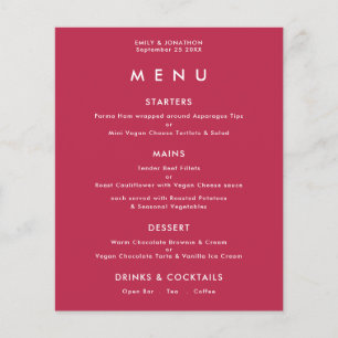 PAPER  Simple Text Magenta Wedding Menu