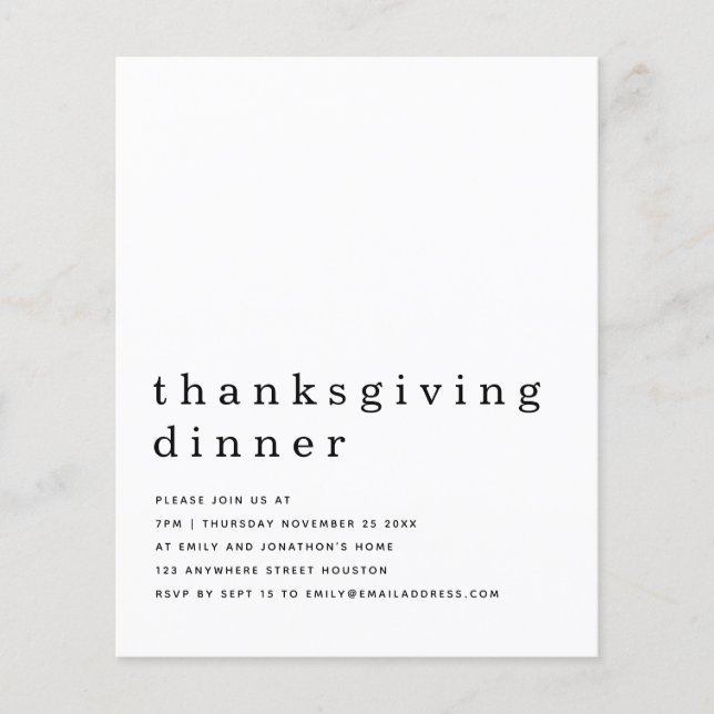 PAPER | Simple Text Thanksgiving Dinner Invitation (Front)