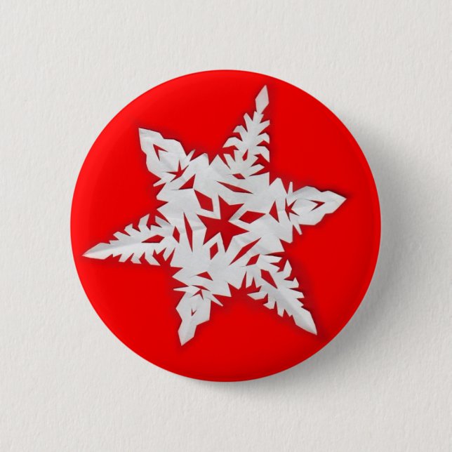 Paper Snowflake 2 Inch Round Button (Front)