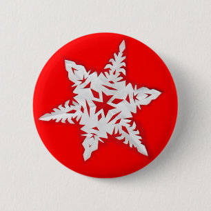Paper Snowflake 2 Inch Round Button