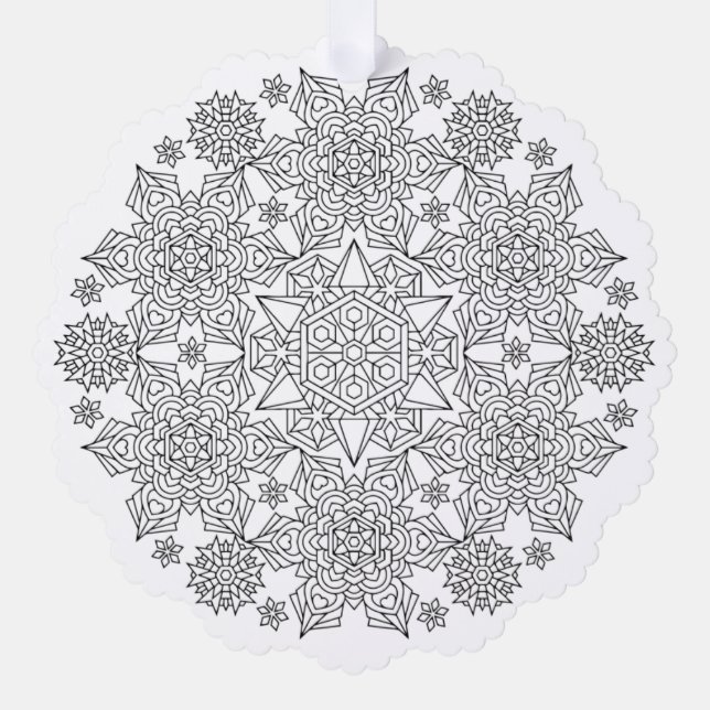 Paper Snowflake Coloring Page Ornament (Front)