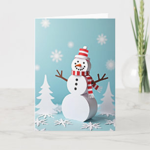 Paper Snowman Christmas Joy Card