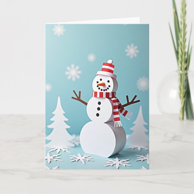Paper Snowman Christmas Joy Card (Front)