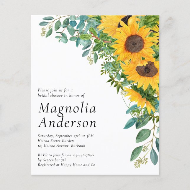 PAPER Sunflower Bridal Shower Invitation (Front)