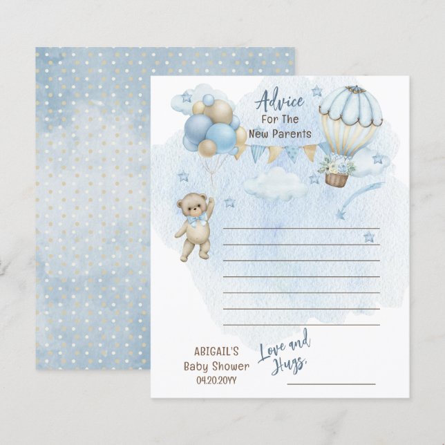 Paper Teddy Bear Bearly Wait Baby Shower Advice (Front/Back)