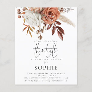 PAPER Terracotta Florals Script 30th Party Invite