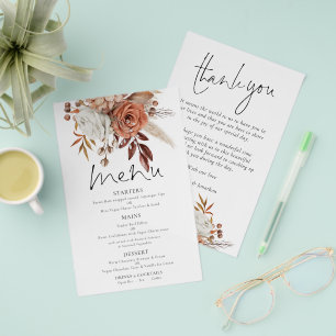 PAPER   Terracotta Florals Wedding Thank You Menu
