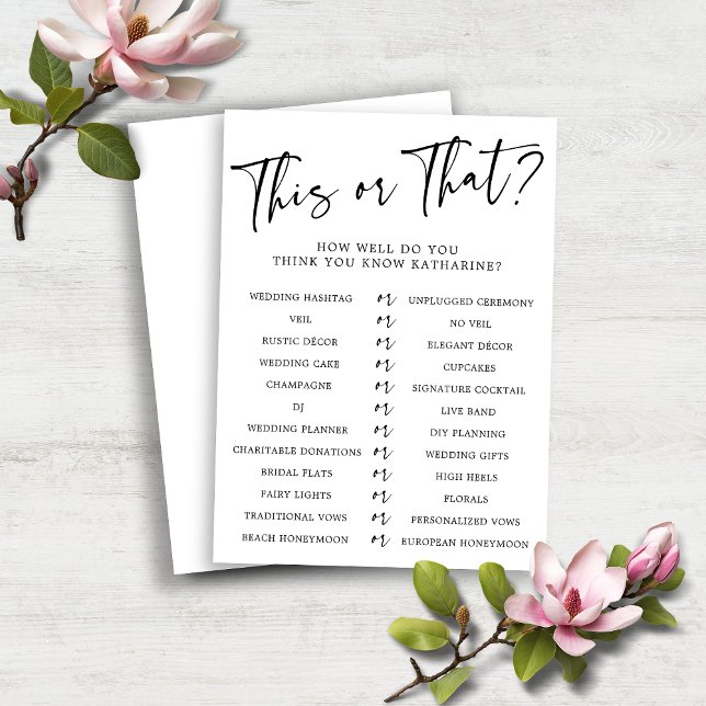 PAPER This or That Who Knows the Bride Shower Game (PAPER This or That Who Knows the Bride Shower Game)