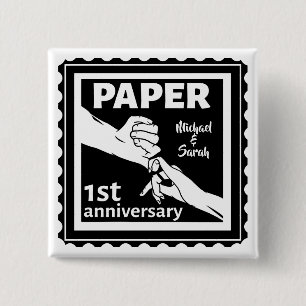 Paper traditional 1st wedding anniversary 2 inch square button