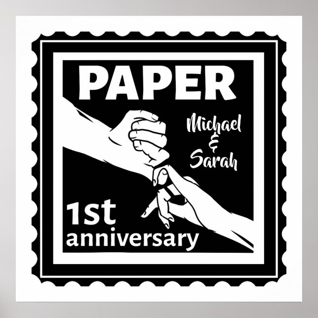 Paper traditional 1st wedding anniversary poster (Front)