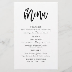 PAPER   Trendy Artsy Script Text Only Wedding Menu