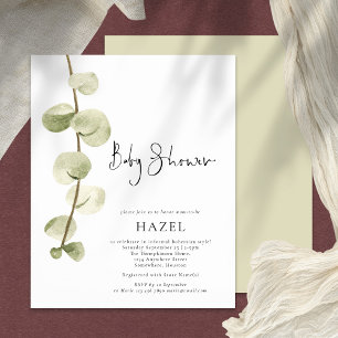 PAPER   Watercolor Eucalyptus Script Baby Shower