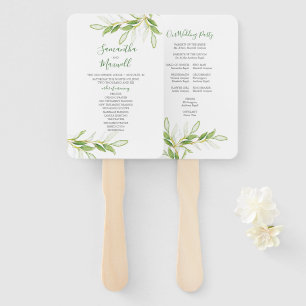 Paper Wedding Fan Watercolor Greenery
