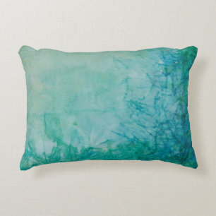 Paper With Blue, Green, And Black Paint Abstract Accent Pillow