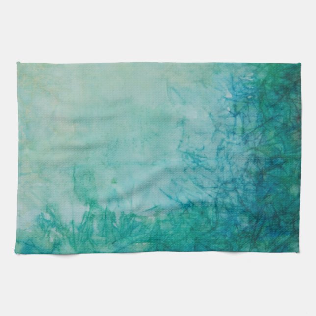 Paper With Blue, Green, And Black Paint Abstract Kitchen Towel (Horizontal)