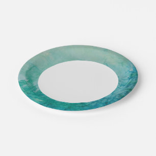 Paper With Blue, Green, And Black Paint Abstract Plate