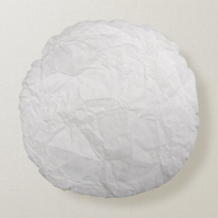 Paper wrinkled white cute texture round pillow