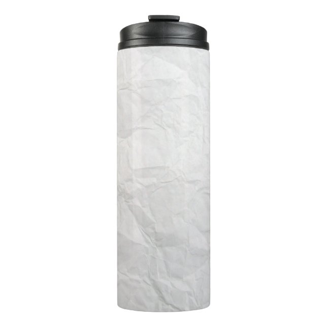 Paper wrinkled white cute texture thermal tumbler (Front)