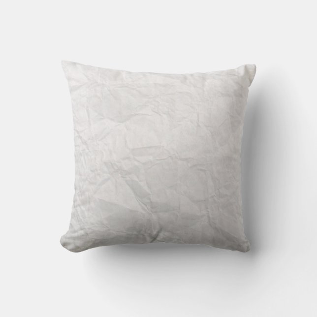 Paper wrinkled white cute texture throw pillow (Front)