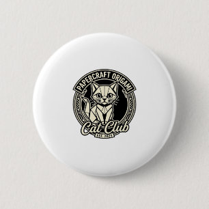 Papercraft Origami Cat Funny Cat Graphic - Papercr 2 Inch Round Button