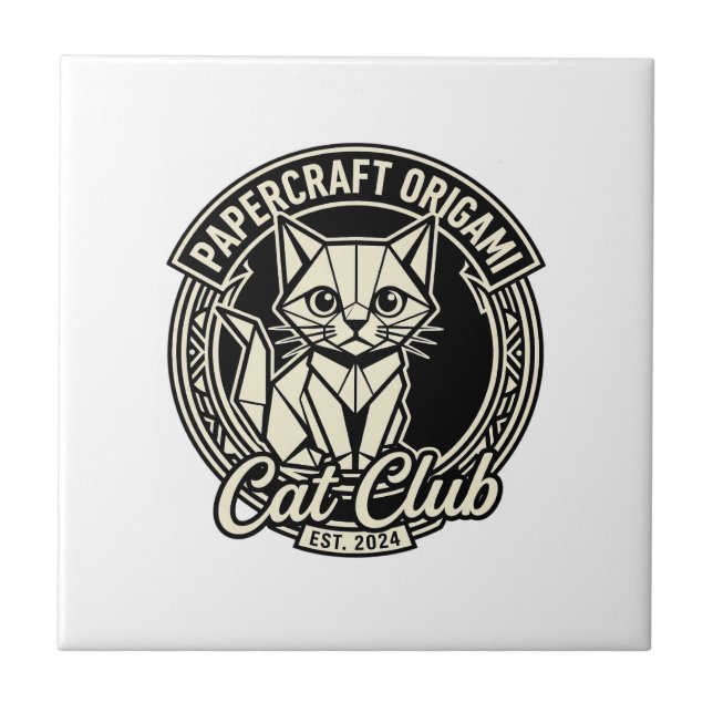 Papercraft Origami Cat Funny Cat Graphic - Papercr Tile (Front)