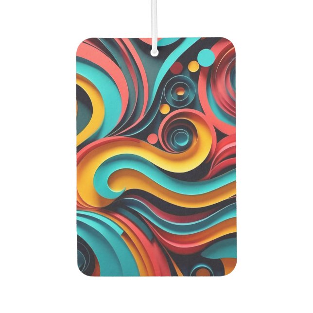  Papercut Colourful Waves Artwork Air Freshener (Front)