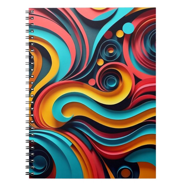  Papercut Colourful Waves Artwork Notebook (Front)
