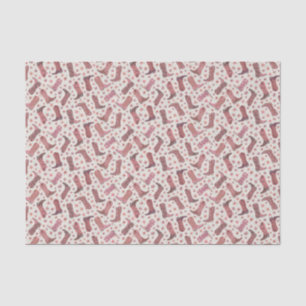 Papercut Cowgirl Boots in Pink and Brown Flowers  Tissue Paper