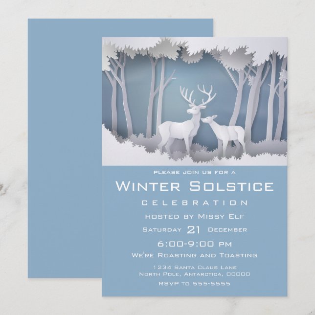 Papercut Deer in Forest Invitation (Front/Back)