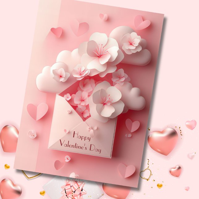Papercut Heart and Flowers Valentine's Greeting Holiday Card (Creator Uploaded)