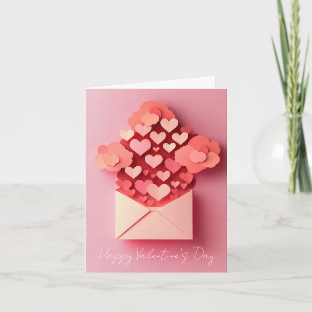 Papercut Hearts Valentine's Greeting Holiday Card (Front)