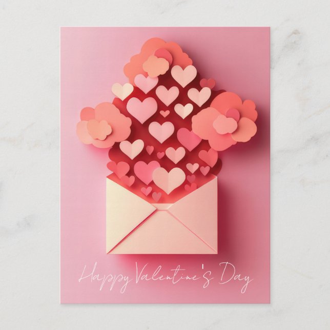 Papercut Hearts Valentine's Greeting Postcard (Front)
