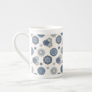 Papercut Holidays   Alpine Blue Snowflake Bone China Mug