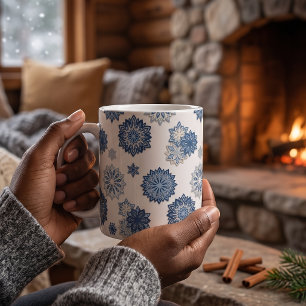 Papercut Holidays   Alpine Blue Snowflake Coffee Mug