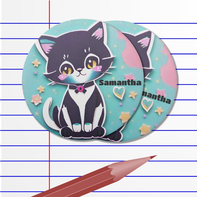 Papercut Kitt, Black & White, Pink and Blue Eraser (Creator Uploaded)