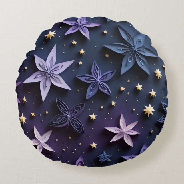Papercut Night Stars Round Pillow (Front)