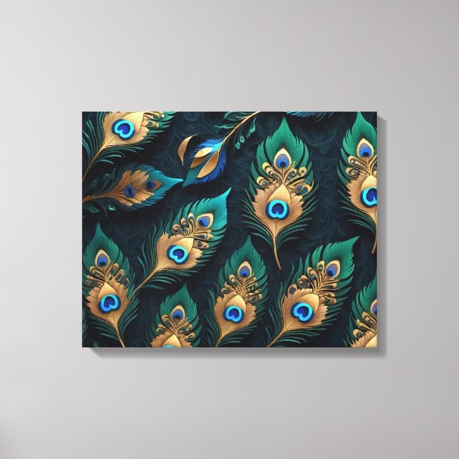 Papercut Peacock Feathers Pattern Canvas Print (Front)