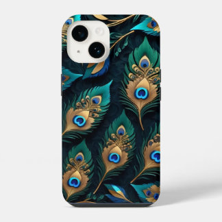 Papercut Peacock Feathers Pattern iPhone 14 Case