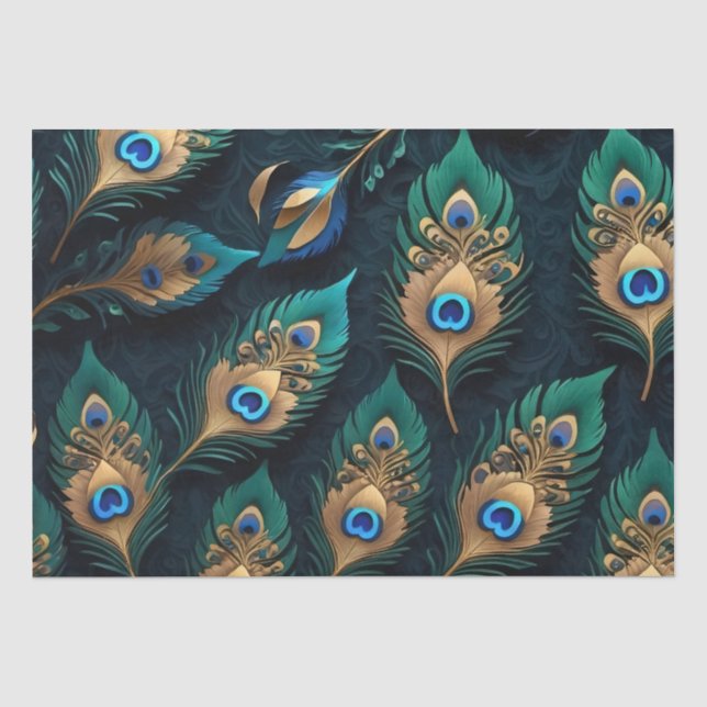 Papercut Peacock Feathers Pattern Tissue Paper (Front)