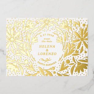 Papercut Rustic Flowers Save the Date Gold