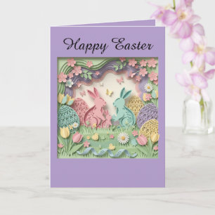 Papercut Style Easter Bunny Greeting Card