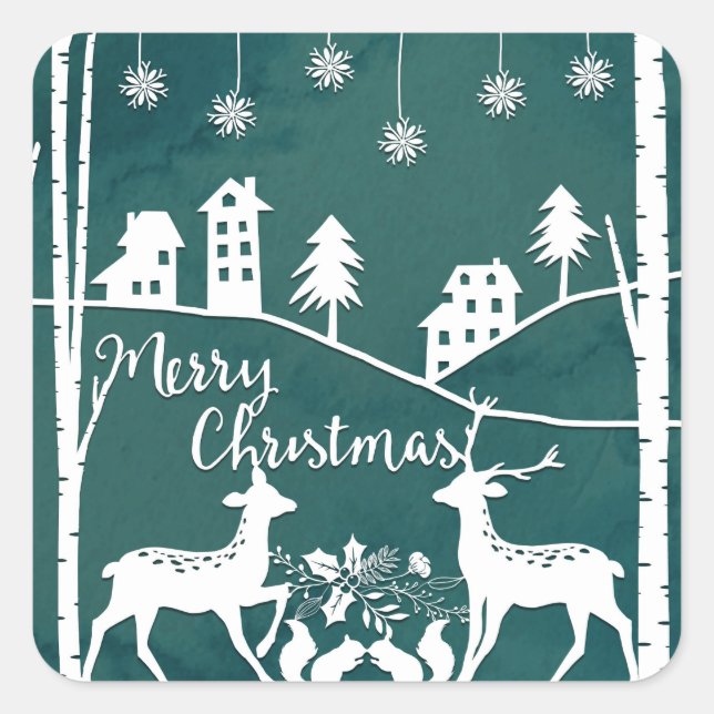 Papercut Style Merry Christmas Stickers (Front)